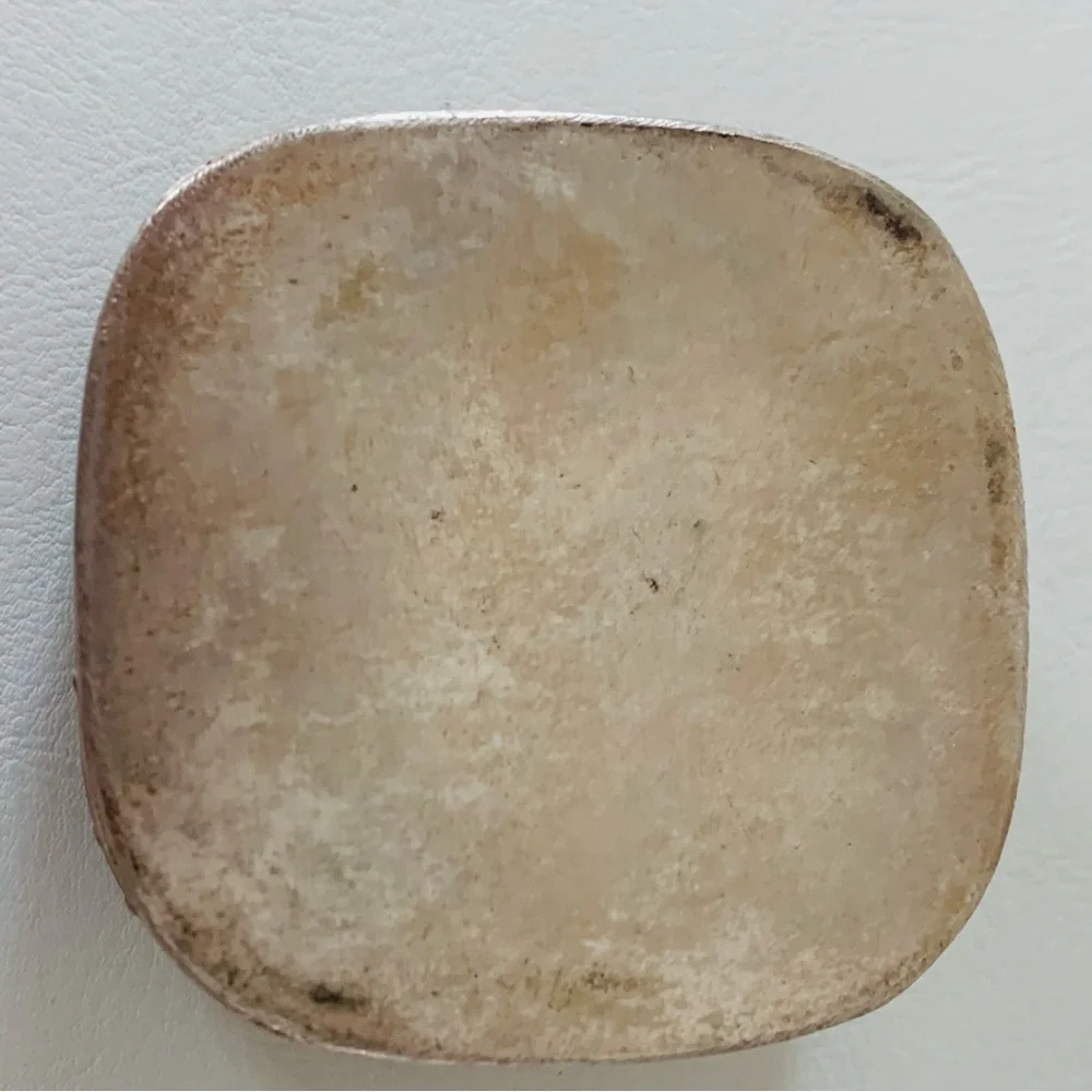 Vintage Asian porcelain shard lid metal silver trinket box